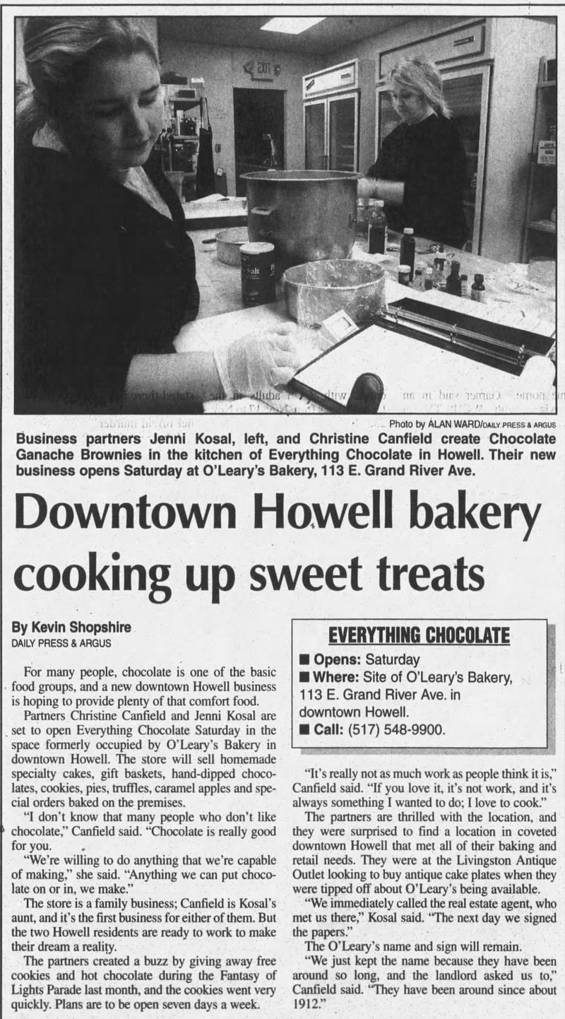 OLearys Bakery - Dec 26 2003 Article